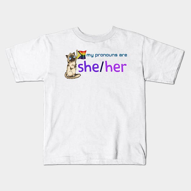 My Pronouns with Chocolate (She/Her) Kids T-Shirt by Crossed Wires